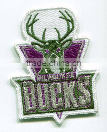 Basketball team logo embroidey patch with shape cut and iron on