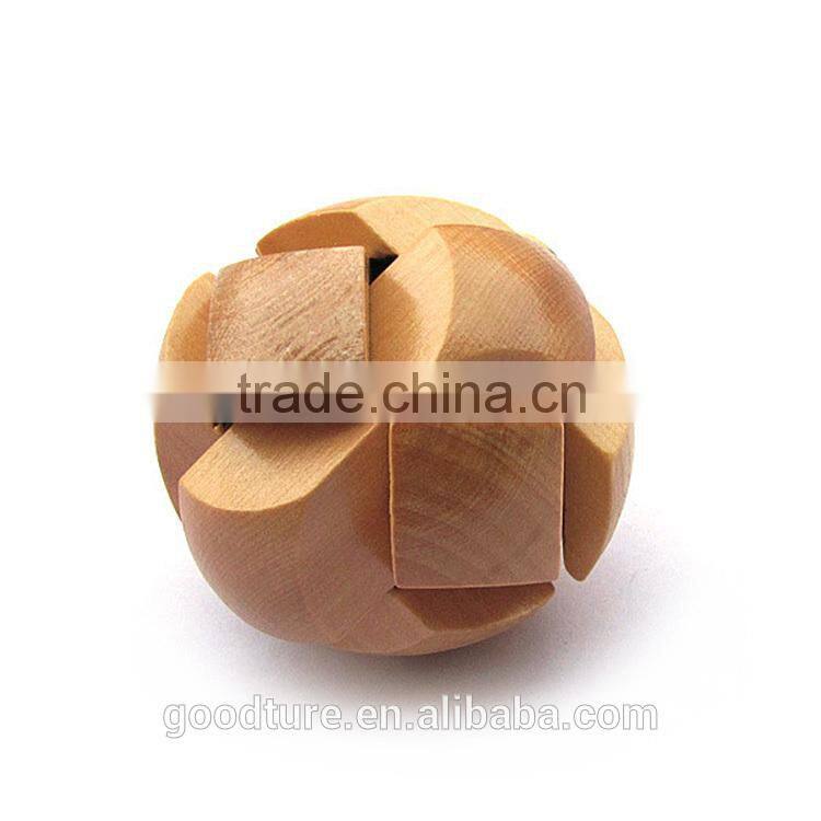 2015 Hot Sale Wooden IQ Intelligent PuzzleKongming Lock Brain Teaser 3D Football