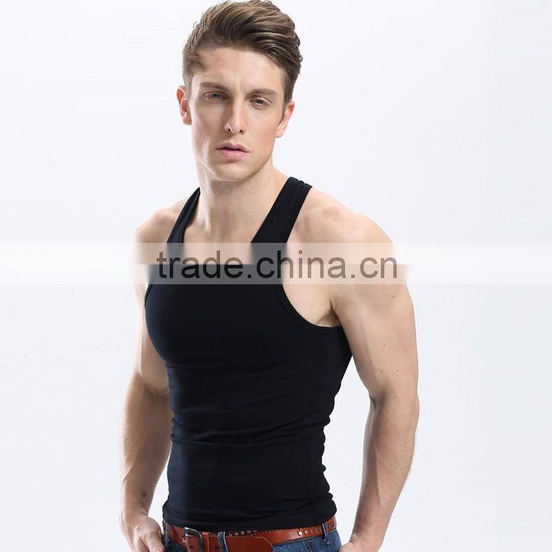 I- shaped back vest square neck style men cotton casual muscle vest latest gym waistcoat design for men