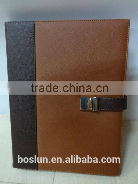 Black manager folder,genuine leather business folder with calculator