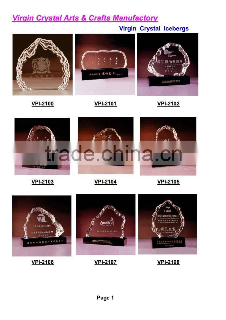 New arrival crystal iceberg plaque with 3d logo insert for golf award