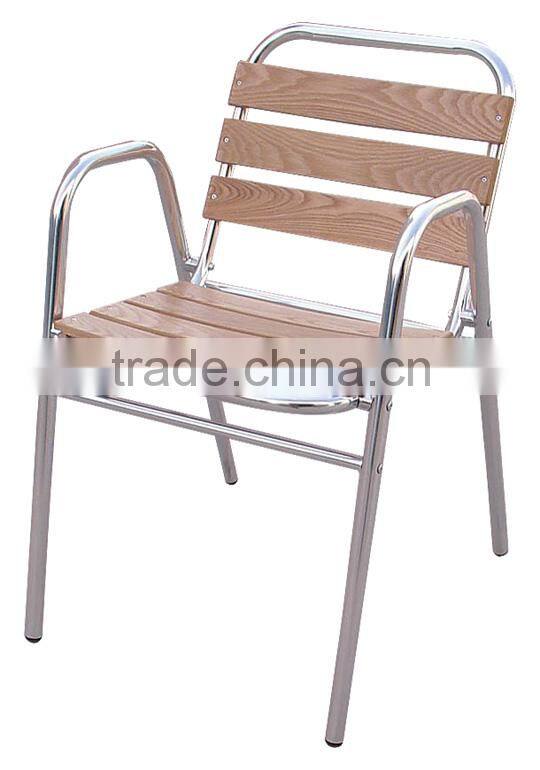 Outdoor aluminum frame foldable chair covers wood slats