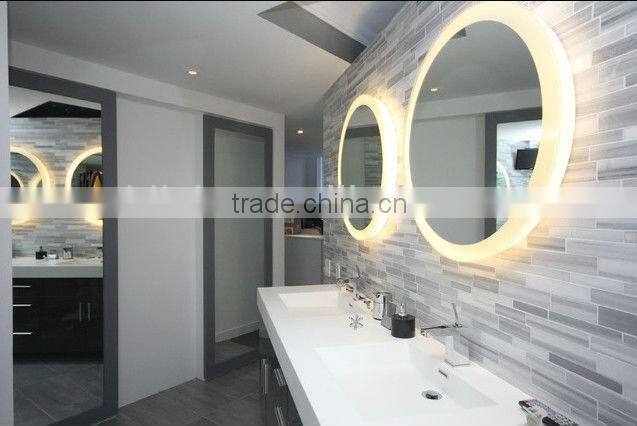 roundly illuminated mirror with heat pad for hotel