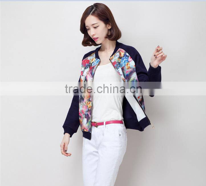 Spring clothing fashion leisure sports joker fashionable ladies knitting coat printing knitting zipper jacket