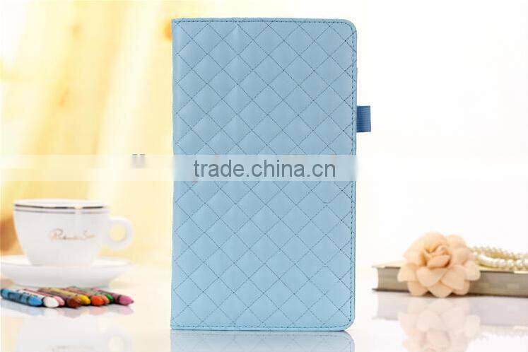 Plaid Grid Soft Skin Folio Flip Stand Leather Case For SONY Xperia Z3 Tablet Compact 8"