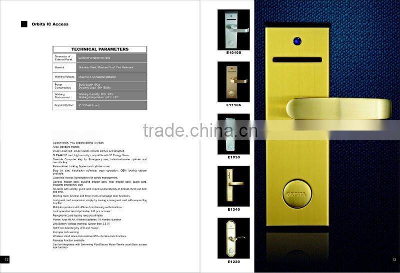stainless steel magnetic card lock with mechanical key for emergency opening