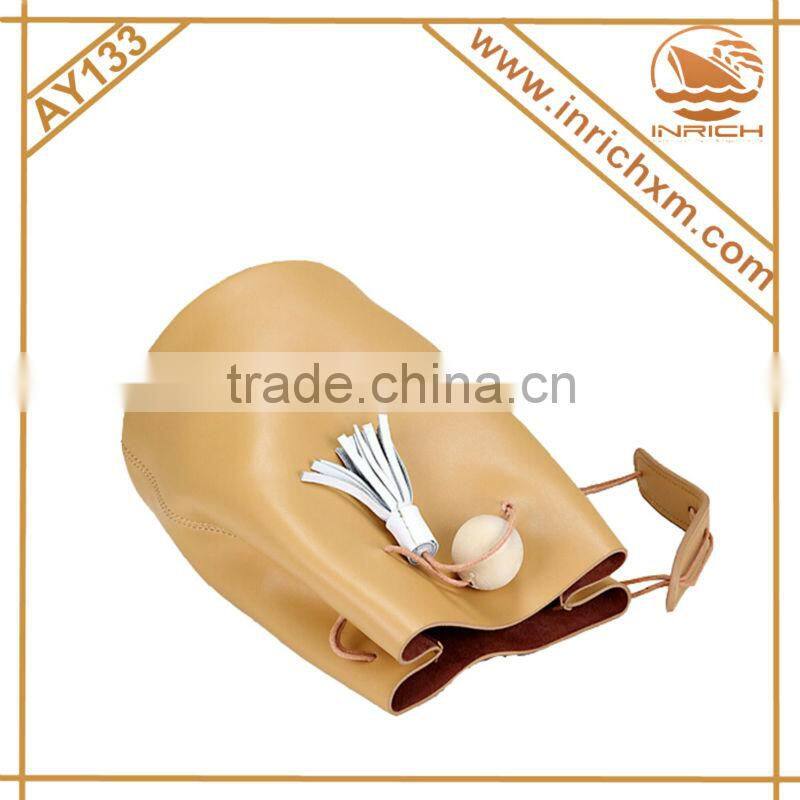 New Arrival Genuine Leather Solid Color Vintage Shoulde Bag,Bucket Bag