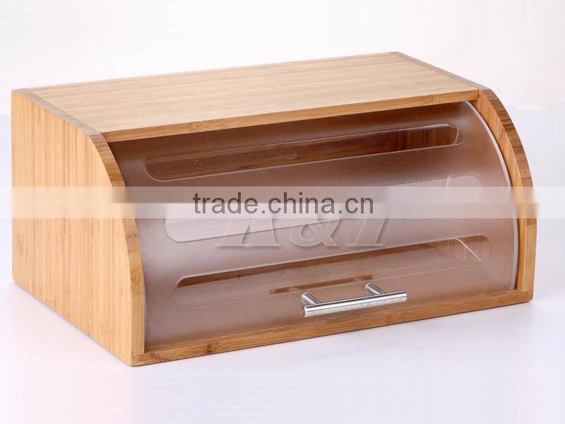 modern wooden and plastic lid bread box for kitchen