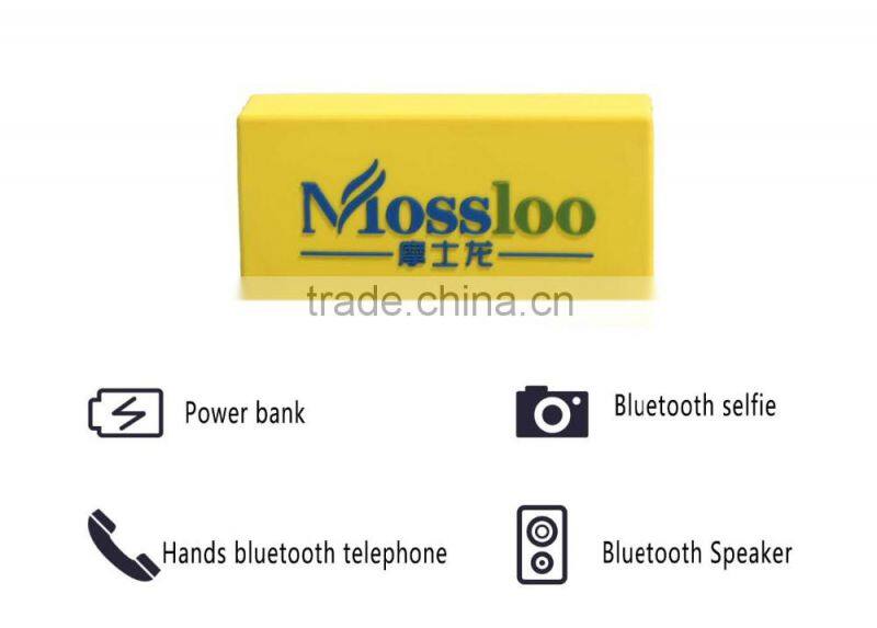 Portable 2 in 1 customs LOGO bluetooth speaker power bank 2000Mah