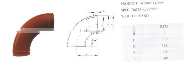 drag pump with cast steel elbow 13Mn-4 Putzmeister DN125*R275*90Deg Truck Mounted Concrete Pump