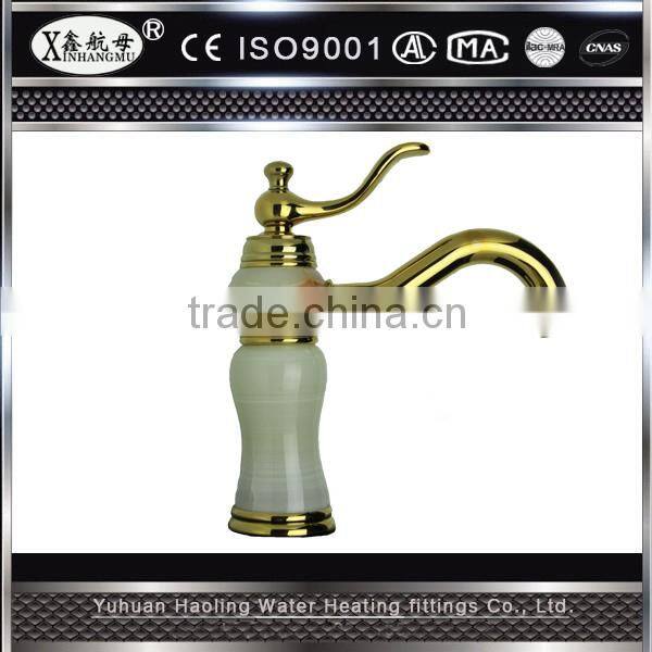 DIY assembly dual handles deck mounted antique brass faucet