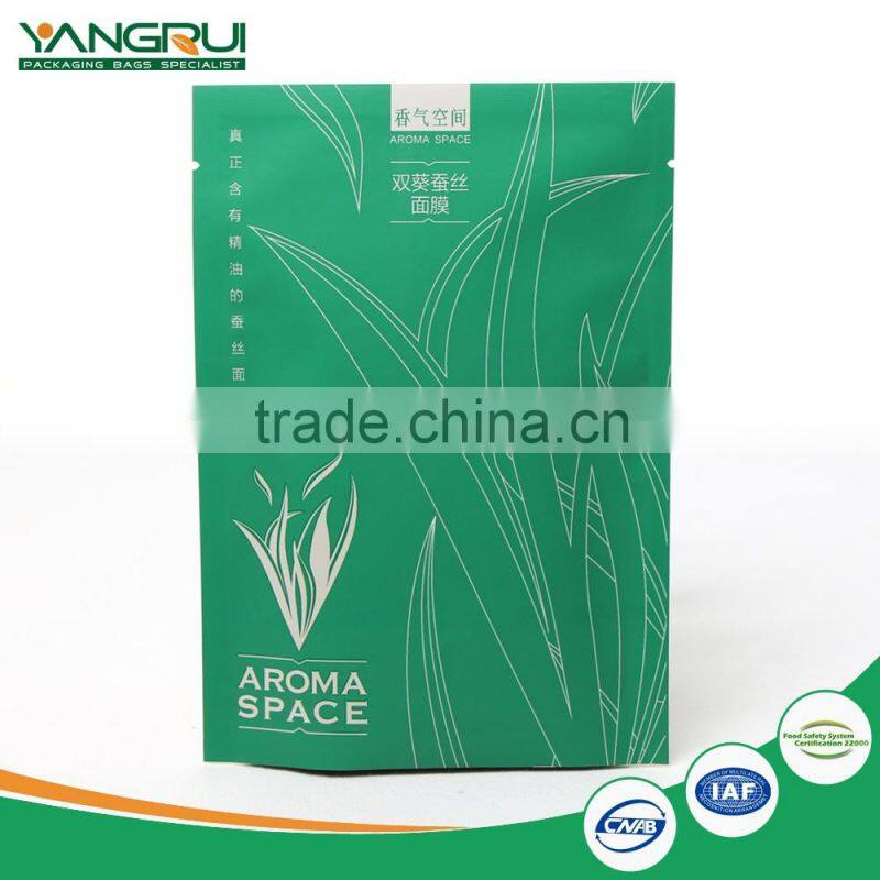 High quality green product facial mask bag for packing