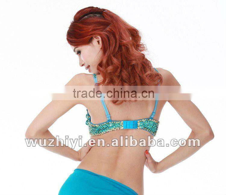 Cheap wholesale new hot fashion shiny elegant bellydance clothing,sexy sequin grade beaded belly dance bra (QC8004)