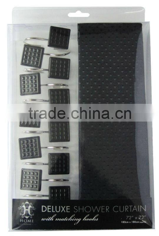 plant design polyester shower curtain with resin hooks