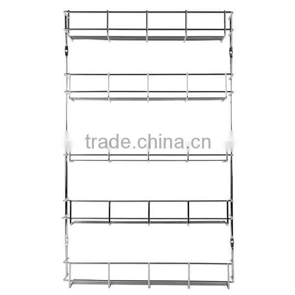 Chrome Wire 5 Tiers Kitchen Cupboard Wall Mountable Spice/Herb Rack