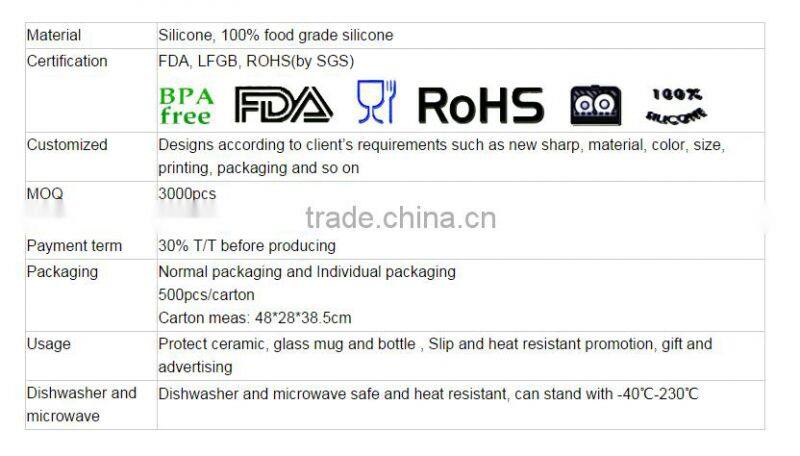 high quality silicone cup sleeve glass bottle sleeve