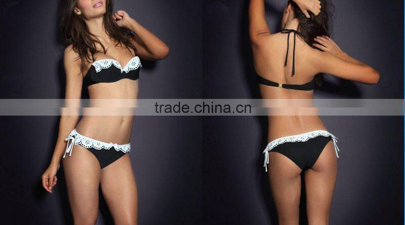 Classic black and white swimwear,retro large geometric pattern stitching sex photo/india sex photo