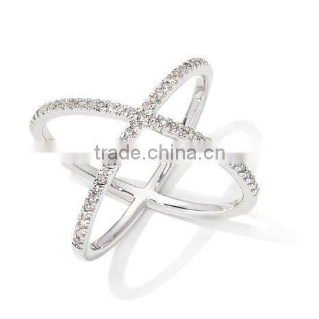 Fashion Clear White CZ 925 Sterling Silver Swirl Ring