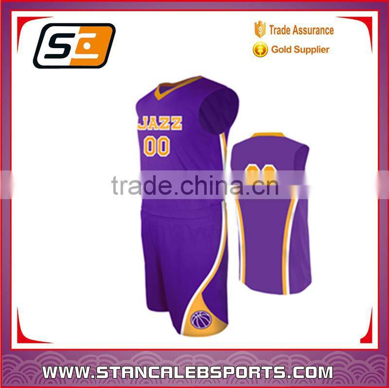 Stan Caleb polyester custom brief style sublimation reversible basketball uniforms/suit/tops/jerseys