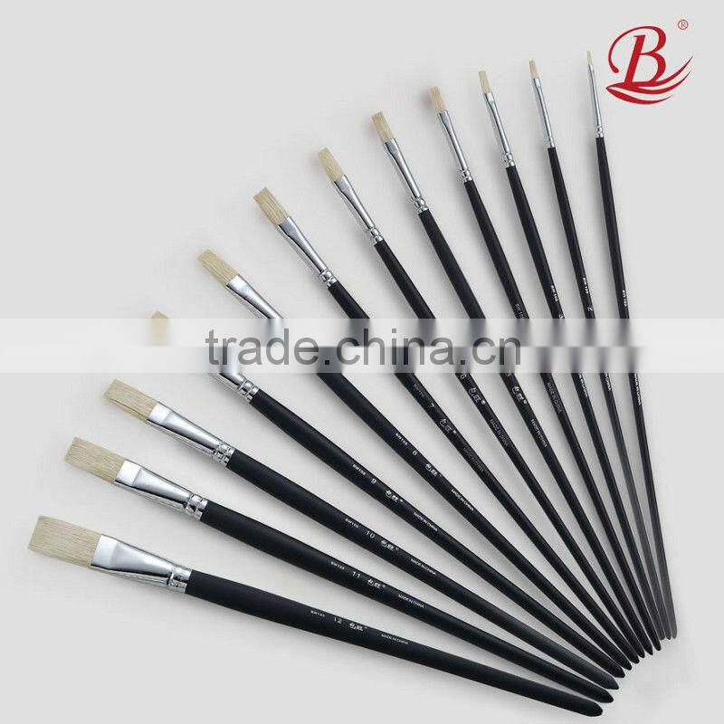 Professional pure bristle hair artists oil paint brush(flat)
