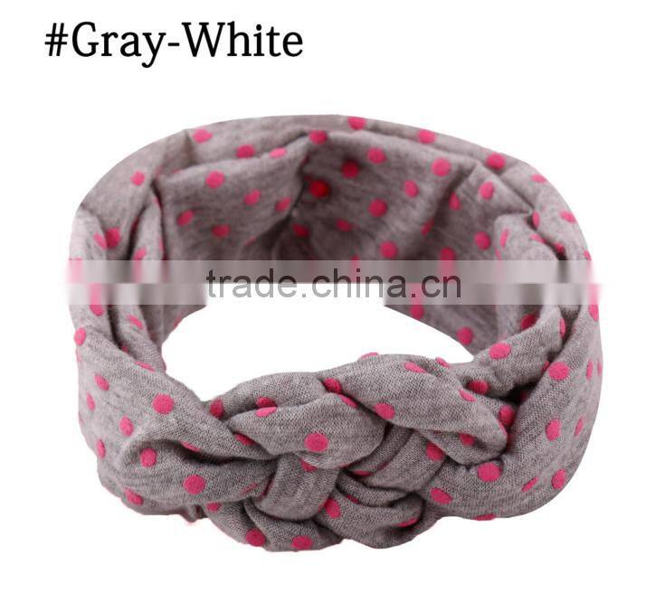 Children's hair European female baby knitting cross hair band cotton elastic headband hand knot of peace