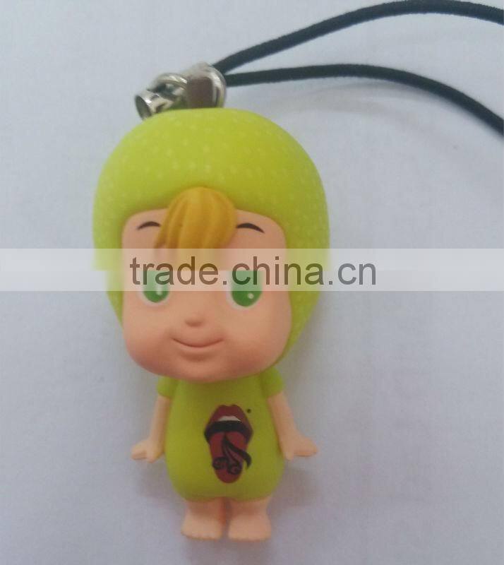 Newest Cartoon Gift,Small Plastic Toy With Mobile Phone Strap