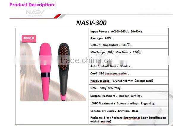 100% original Lcd Hair straightener brush Comb