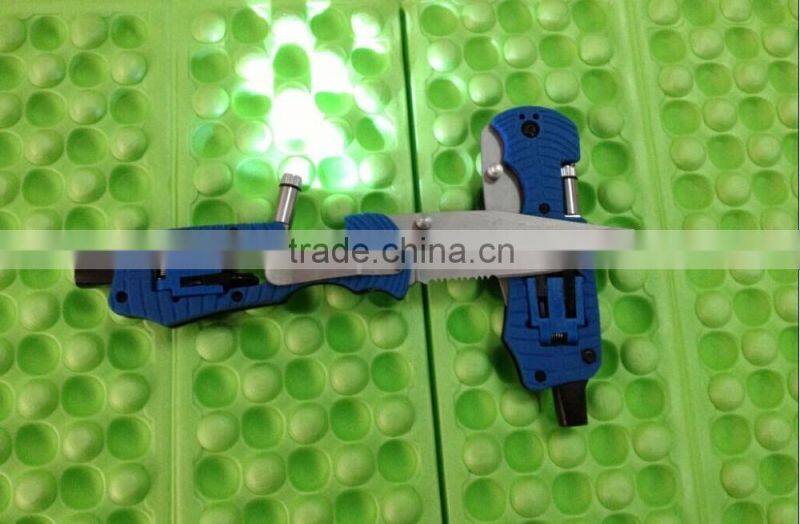 OEM blue outdoor multi knife with LED flashlight