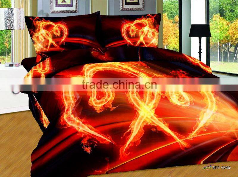 100% Cotton good Quality 3D scenery design green Printed Bedding Set