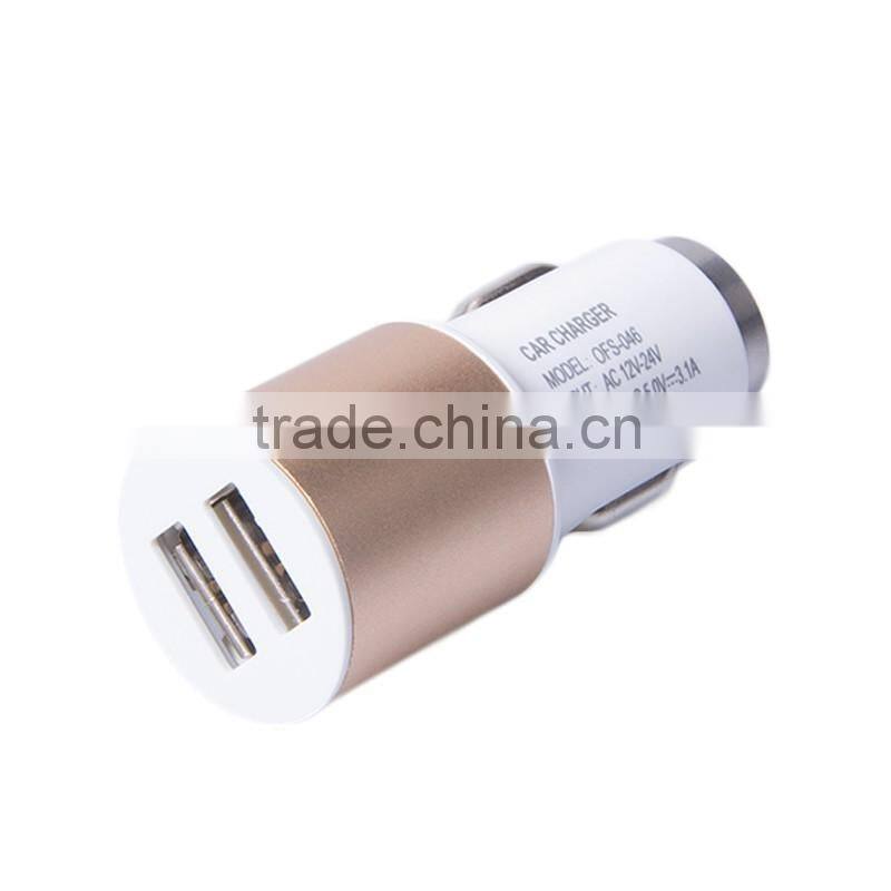 safety hammer car charger Promotional Cheap Bulk Aluminum Alloy 2 Ports USB car charger