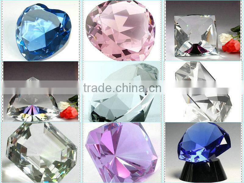 Circle Orange Paperweight Crystal Diamond For Wedding Pretty Decoration