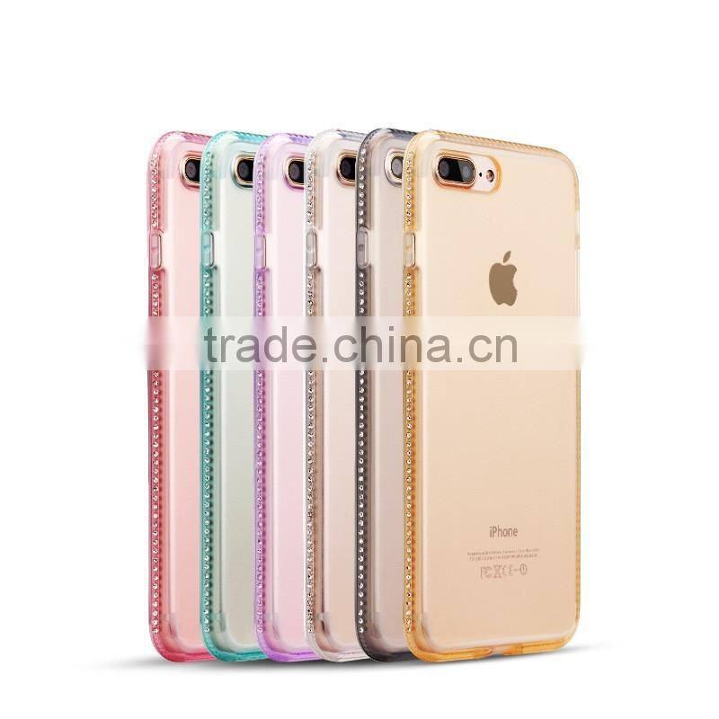 Ultra Thin Clear TPU Diamond Case For iPhone 7, for iPhone 7 Crystal Clear Rhinestones Case