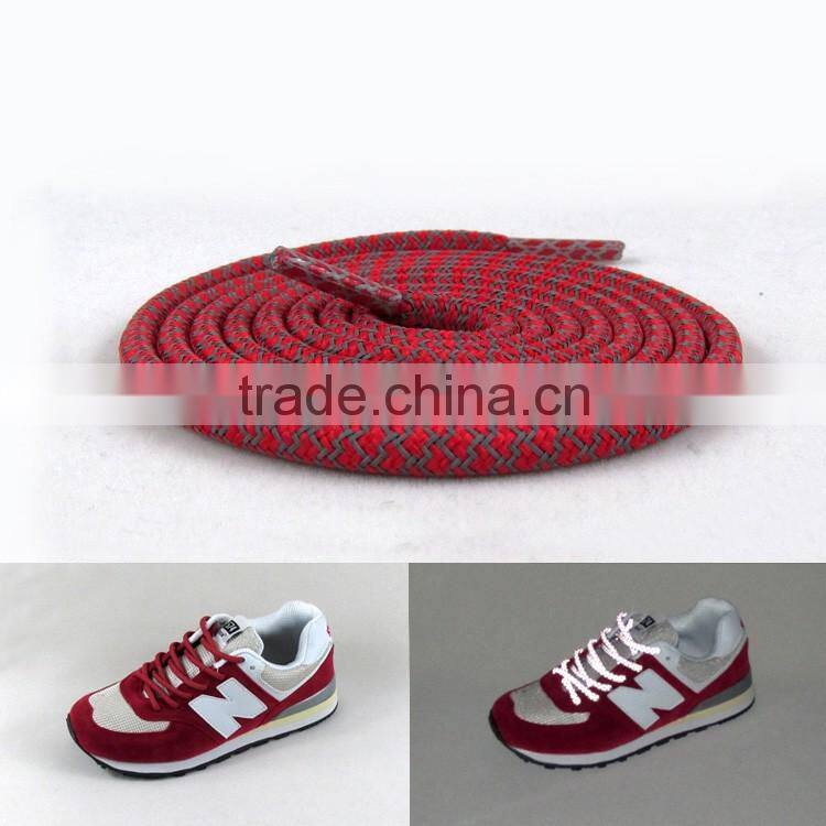 Fashion shoelace 4mm reflective laces with plastic shoe lace tips