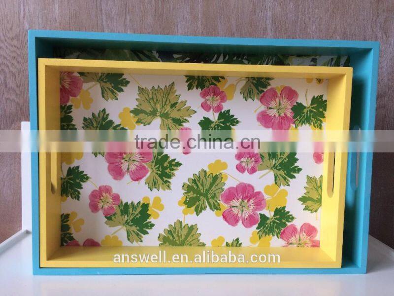 colored discount handmade green plant discorative wooden tray