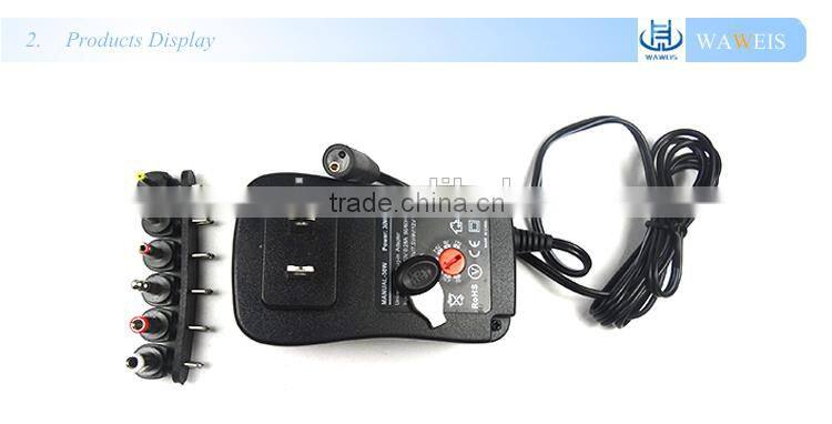 universal power adapter wall charger 30w charger adapter with 6 ac tips