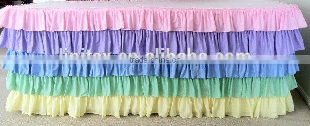 Polyester rainbow table skirts table cover