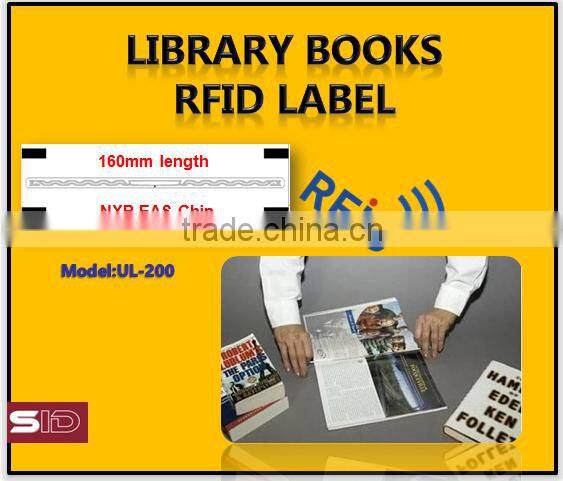 UL-203 UHF RFID EM Strip Library books label with tail both side adhesive