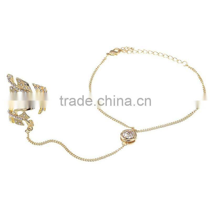 Stainless steel jewelry feather leaf rings