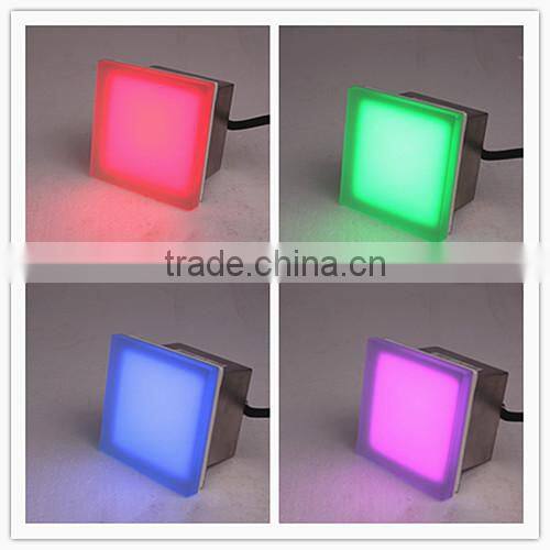CE RoHS 3 years warranty waterproof ip67 garden decoration RGB outdoor glass led paver light