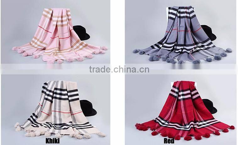 Made in China Designer Wholesale Women's Winter Classic Grid Long Reversible Scarves Shawl