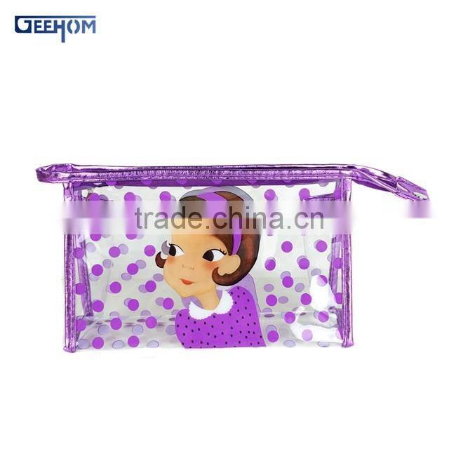 ladies portable standing webbing plastic pvc pouch
