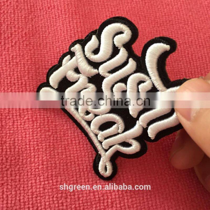 High quality full embroidery label with iron on backing