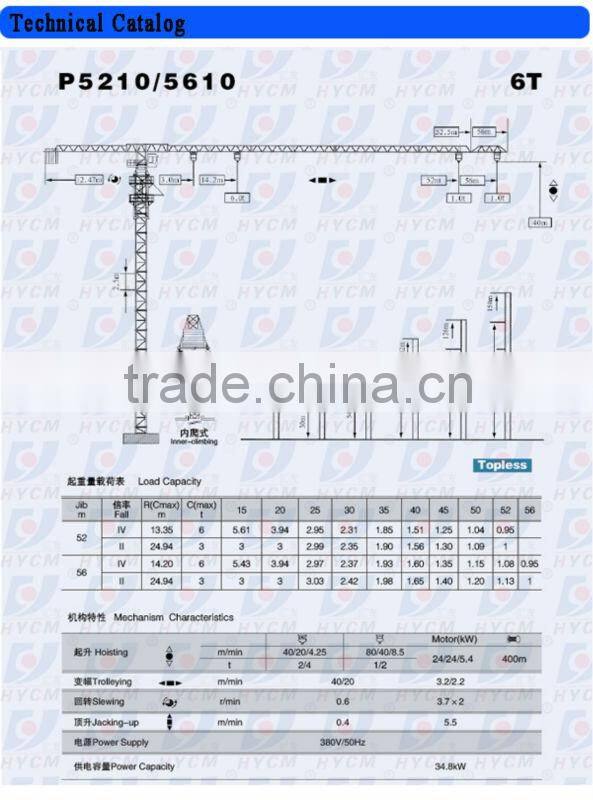 6t QTZ5210 Topless Tower Crane