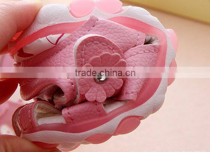 Wholesale flower soft sole baby leather shoes sandals
