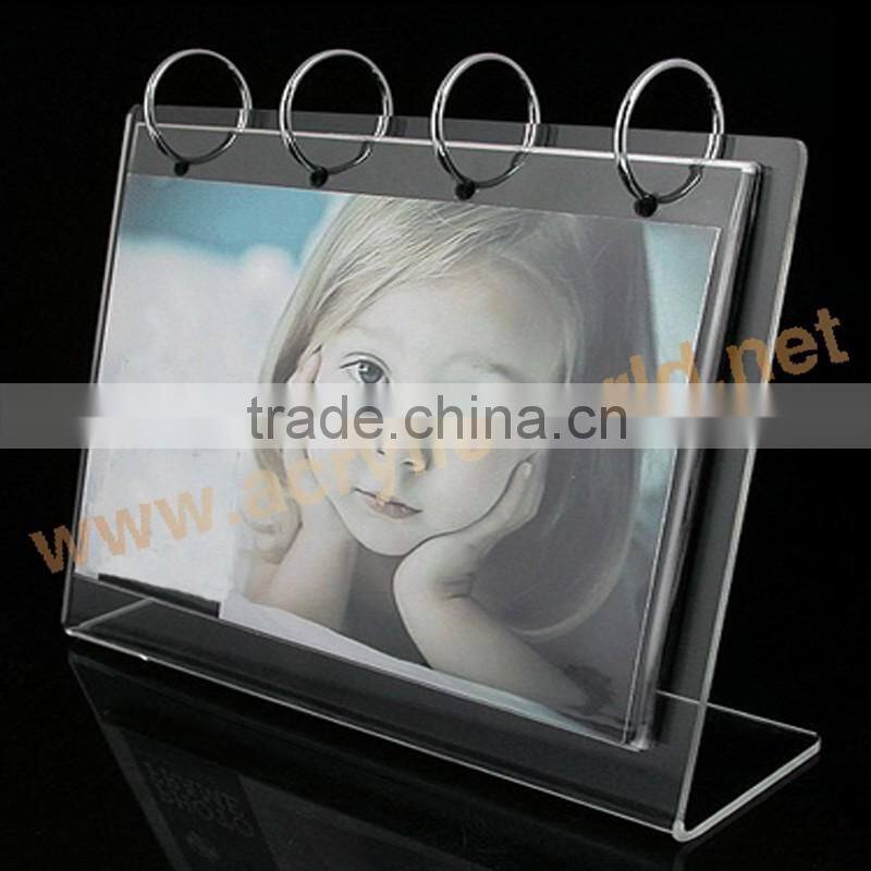 Superior deft design C-ring acrylic calendar holder with photo frame