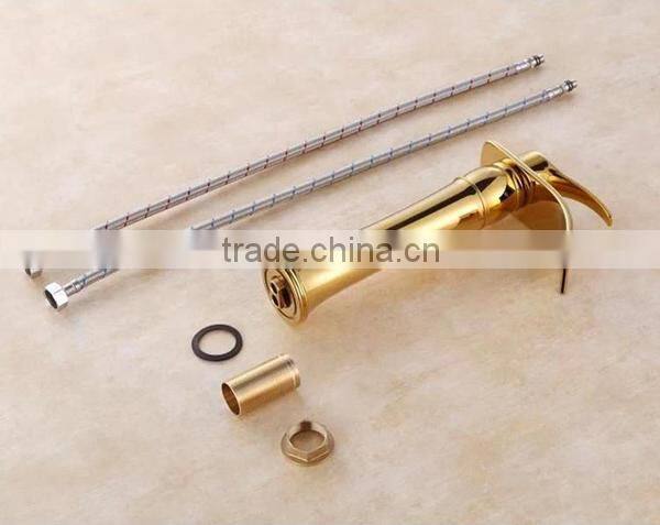 kaiping supplier gold plated bathroom faucet , gold waterfall basin tap