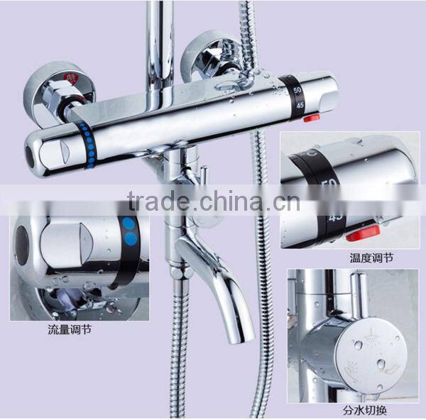 luxury double handle 8 inch rainfall shower head thermostatic bath shower faucet set