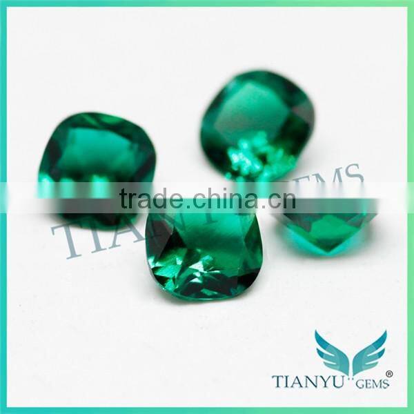 7*7 mm square cushion cut synthetic raw green color of emerald stone