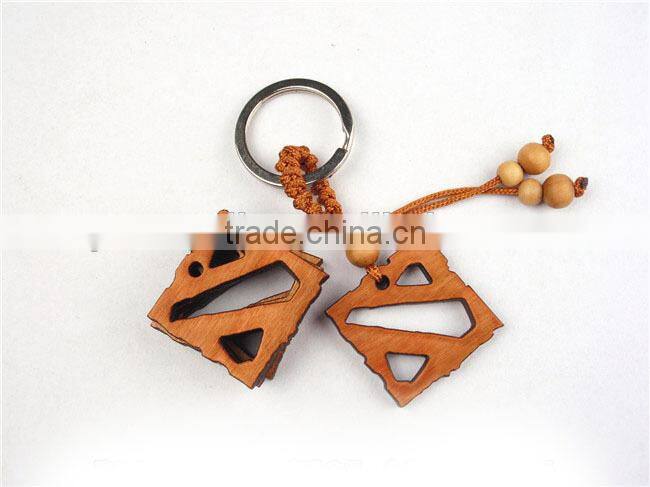 Newest dota 2 keychain custom wood keychain dota key rings wood keychain