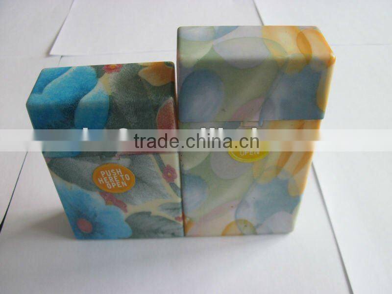 2012 Hot selling. Automatic open plastic cigarette case. Water transfer painted plastic cigarette box.